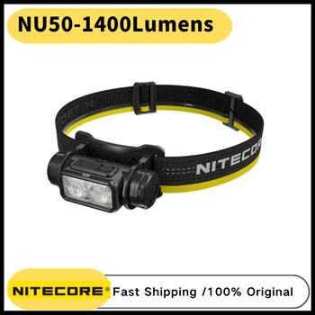 NITECORE NU50 USB-C Перезаряжаемая Фара Макс 1400 Люмен Легкая Дальность луча 130 Метров Белый Красный Свет 21700 Фар