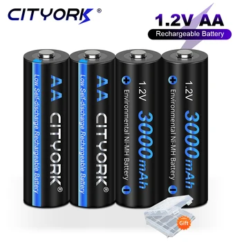 CITYORK 1.2V AA Аккумуляторные Батареи 3000mAh NI-MH AA Аккумуляторная батарея 2A для игрушек, фотоаппарата, фонарика