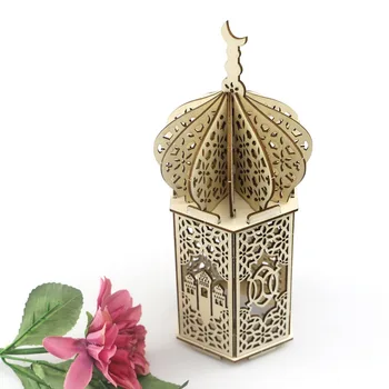 Мусульманский светодиодный ночник, Деревянное украшение для праздника Ид Аль-Фитр, Деревянный Дворец-маяк, Традиционный фестиваль, Мусульманские принадлежности для Исламского праздника Ид Аль-Фитр