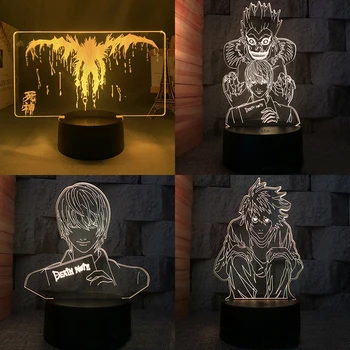Death Note 3d светодиодная лампа для спальни, ночники, аниме фигурка, декор комнаты, подарок для бойфренда Luces