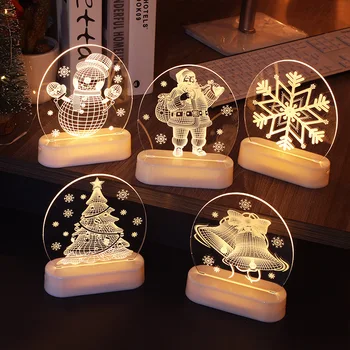 Креативный 3D Рождественский ночник, Акриловые настольные декоративные светильники, прикроватная тумбочка для детской спальни с питанием от USB/аккумулятора