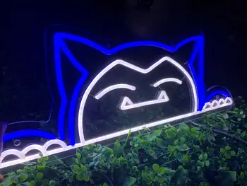 Изготовленная на Заказ Аниме Неоновая Вывеска Snorlax Neon Sign|Snorlax Led Light| Игровой Декор Roon| Изготовленные На Заказ Неоновые Вывески
