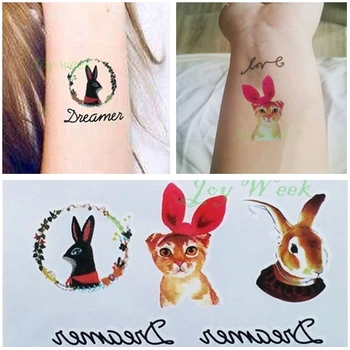 Водонепроницаемая временная татуировка наклейка на тело, сексуальный кролик, тату с котом, флэш-тату, поддельные татуировки для девушек, женщин