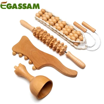 Инструменты для массажа с использованием дерева -Профессиональный набор для мадеротерапии Colombiana, деревянный лимфодренажный массажер для коррекции фигуры