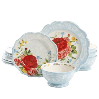 Набор посуды The Pioneer Woman Sweet Rose из 12 предметов, набор посуды