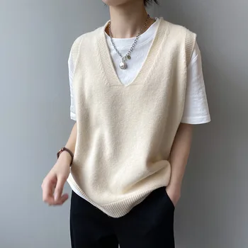 Женский жилет, модный женский свитер 2023, ленивый жилет без рукавов, академическая женская блузка