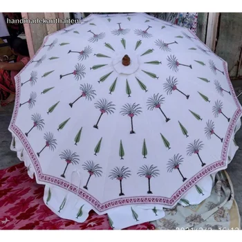 ЗОНТЫ, Индийский ручной зонт с цветочным принтом, Пляжный зонт в стиле бохо, Зонт для патио, Хлопковый зонт