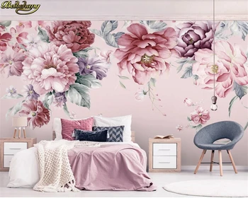 beibehang papel de parede, 3d обои на заказ, современная свежая ручная роспись, цветочный сад, гостиная, ТВ-фон, стена