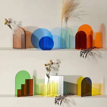 Акриловая Ваза IHOME Ins Wind Декоративные Украшения Для Ваз Nordic Rainbow Столешница Сухой Цветок Оптом 2023