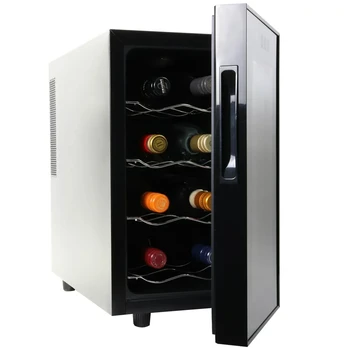 Винный холодильник на 8 бутылок, Черный, Термоэлектрический Винный холодильник, 0,8 куб. футов (23 л), Винный погреб, Для хранения красного, белого и игристого вина