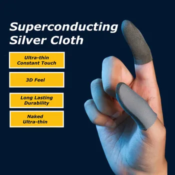 Мобильная игра PUBG, рукав для пальцев из серебристой ткани, Чувствительный К поту, противоскользящий, ультратонкий сенсорный дышащий игровой чехол для пальцев 0,3 мм