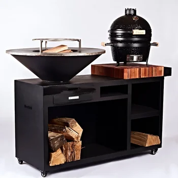 Новый дизайн, сталь, окрашенная в черный цвет ржавчиной, металлическая кухня для приготовления барбекю на открытом воздухе