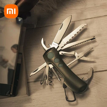 Нож для выживания в кемпинге Xiaomi 15 В 1, Швейцарский Мини-складной нож-брелок из нержавеющей стали, Комбинация переносных ножевых инструментов для улицы