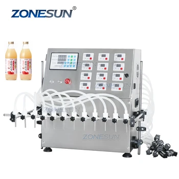 ZONESUN ZS-DPYT12P 12 Головок Полуавтоматический Мембранный насос для розлива сока в бутылки с жидкостью