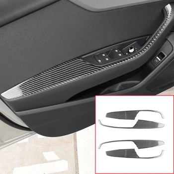 Для Audi A4L A4 B9 2017-2019 Аксессуары Украшение панели Подлокотника двери автомобиля, отделка из углеродного волокна, наклейки для интерьера, Модифицированные