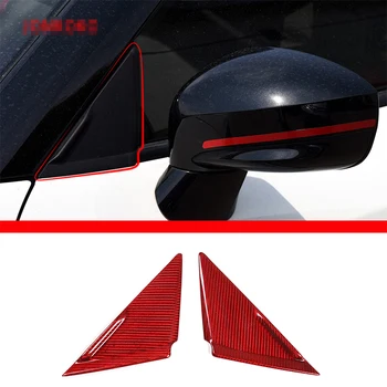 Для Nissan GTR R35 08-16 Треугольная Декоративная Наклейка На Переднюю стойку Из Настоящего Углеродного Волокна, Комплект из 2 предметов, Красные Аксессуары для Экстерьера Автомобиля