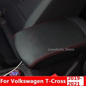Для Volkswagen VW T-Cross 2019 2020 2021 Центральный Подлокотник Коробка Защитный Кожаный Чехол Внутренняя Декоративная Накладка Аксессуары