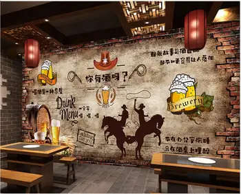 обои для стен 3 d домашний декор настенная роспись на заказ Ретро кирпичная стена ковбойский бар ресторан кирпичная стена фотообои в гостиной