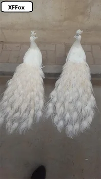 пара белых моделей павлинов в реальной жизни, имитирующих пену и перо, красивый подарок в виде птицы-павлина около 80 см xf0321