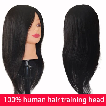 100% Настоящие человеческие Волосы, Тренировочная Голова Манекена, Профессиональная Парикмахерская Голова Манекена, Женская Косметологическая кукла-манекен