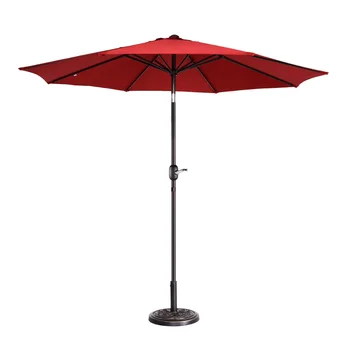 9-дюймовый уличный зонт для патио с 8 ребрами жесткости, алюминиевым шестом и автоматическим наклоном, устойчивый к выцветанию рыночный зонт