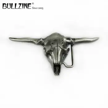Пряжка для ремня Bullzine western Bull head с оловянной отделкой FP-03096 подходит для ремня шириной 4 см