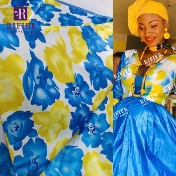 3 метра набивной ткани Basin Riche Для африканских Нигерийских женщин, повседневных вечерних платьев, цветочного узора Bazin Brode, кружевного материала Bazin