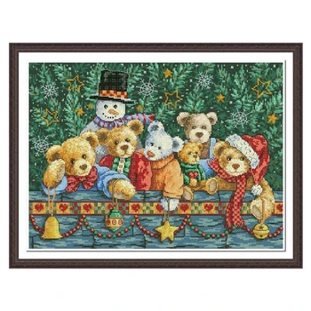 Amishop, высококачественный прекрасный набор для вышивания крестиком, Рождественский медведь Beary, Рождественские размеры 08761