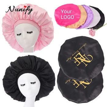 Изготовьте на заказ свой собственный логотип, атласные чепчики с широкими краями, шапочки для сна, чепчики для волос с атласной подкладкой Для женщин, 20 штук, Большие чепчики для вьющихся волос