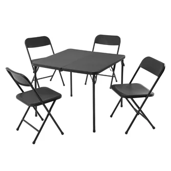 Бесплатная доставка по США, 5 шт., набор складных столов и стульев из черной смолы