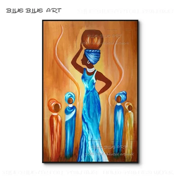 Профессиональный художник, ручная роспись, Высококачественная африканская настенная живопись, красивая африканская женская картина маслом для декора гостиной