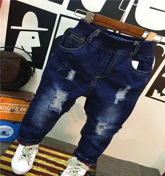 Джинсовая одежда для мальчиков 2-7 лет, детские ковбойские длинные брюки, детские джинсовые брюки, весенние повседневные джинсы-стрейч для маленьких мальчиков