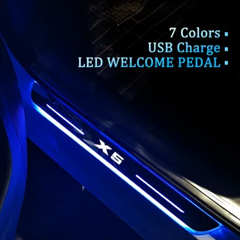 USB Power Moving Car LED Добро Пожаловать Педаль Акриловая Дорожка Передняя Задняя Подсветка Порога для BMW X5 Значок Аксессуары Для Интерьера