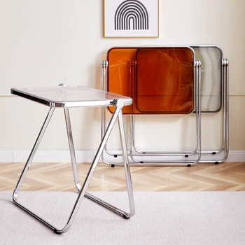 Современный простой домашний обеденный стол и стул в стиле Ins с прозрачной спинкой, акриловый складной стул, мебель Mesa De Cozinha