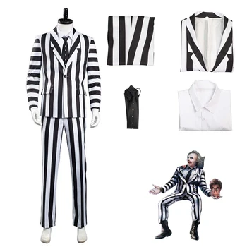 Костюм для косплея Movie Beetle Cos Juice Adam, куртка в черно-белую полоску, брюки, рубашка, костюмы для маскировки на Хэллоуин, карнавал