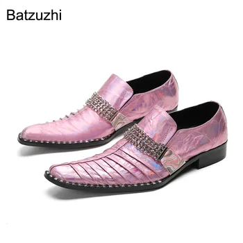 Мужские модельные туфли Batzuzhi Personality из розовой кожи, Элегантные мужские туфли без застежки в деловом стиле, для вечеринок и свадеб, Большие размеры 37-47!