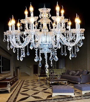 Благородная роскошная хрустальная люстра в форме свечи для гостиной, современные роскошные хрустальные лампы, прозрачная хрустальная люстра K9