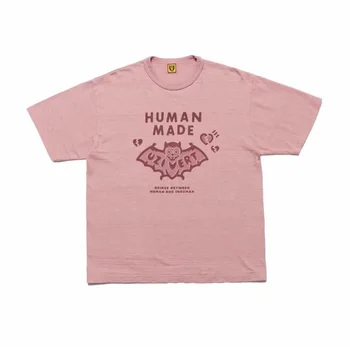 Розовая футболка с изображением летучей мыши, сделанная человеком, Хлопковые мужские И женские футболки с коротким рукавом