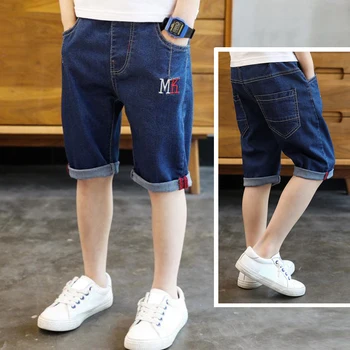 Джинсовые шорты IENENS, летняя одежда, Детские джинсовые брюки средней длины, Детские повседневные шорты для мальчиков от 4 до 11 лет