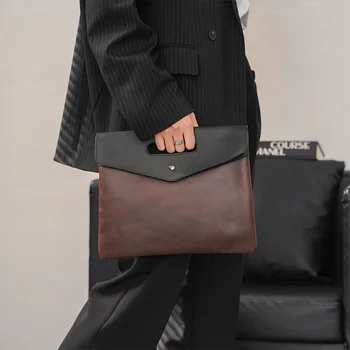 Дизайнерский мужской Клатч в стиле Ретро, Модная Деловая сумка для рук, Роскошные мужские сумки из искусственной кожи в стиле Пэчворк, портфель, ранцы Bolso