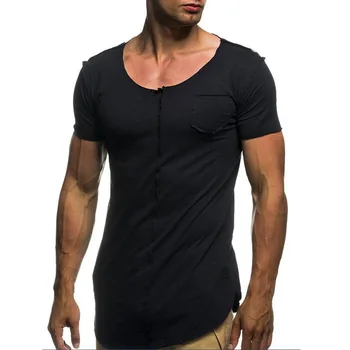 № 2 A1396, летние новые мужские футболки, однотонные, тонкие, трендовые, повседневные, с короткими рукавами