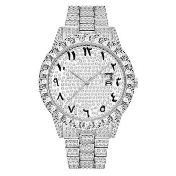 Мужские Часы Iced Out Высшего качества, Роскошные Мужские часы в стиле хип-хоп с бриллиантами, Классические Кварцевые наручные часы с арабским циферблатом, Подарки