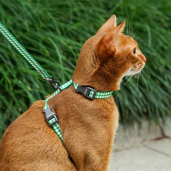 Поводок для домашних животных, Камуфляжные Зелено-желтые Плетеные ремни H-типа, для выгула кошек, чтобы предотвратить борьбу маленьких собак