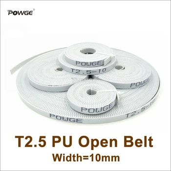 POWGE 100 метров T2.5 PU Ремень ГРМ с открытым концом T2.5-10 Ширина = 10 мм T2.5 10 Ремень подходит для T2.5 шкива ГРМ для 3D принтера с ЧПУ RepRap