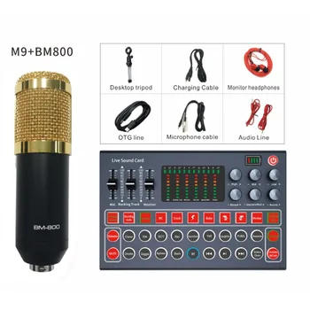 Комплект микрофонной звуковой карты для прямой трансляции M9 с Bm800 Полный набор профессионального оборудования для певческой ленты Хорошего качества звука